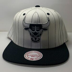 Mitchell & Ness Chicago Bulls Retro Pinstripe White Adjustable Snapback Hat Cap